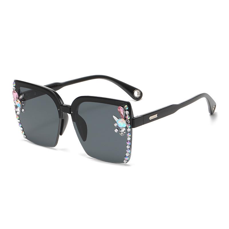 Korean Rhinestone Slimming Sunglasses - UV Protection Crystal Inlaid for Women.