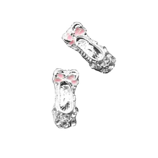 Women Cute Bowknot Ballet Shoes Shape Ear Studs Fashion Shiny Earrings Jewelry