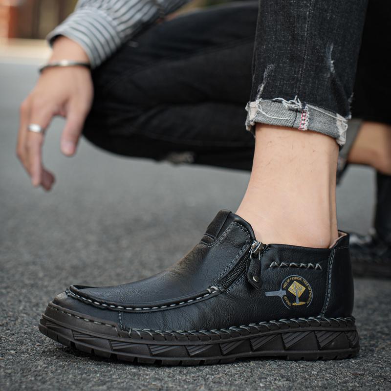 Fashion Luxury Mens Shoes Fashion Handmade Leather Shoes Outdoor Casual Ankle Boot Slip on Driving Shoes for Men Loafers Mocassin Homme