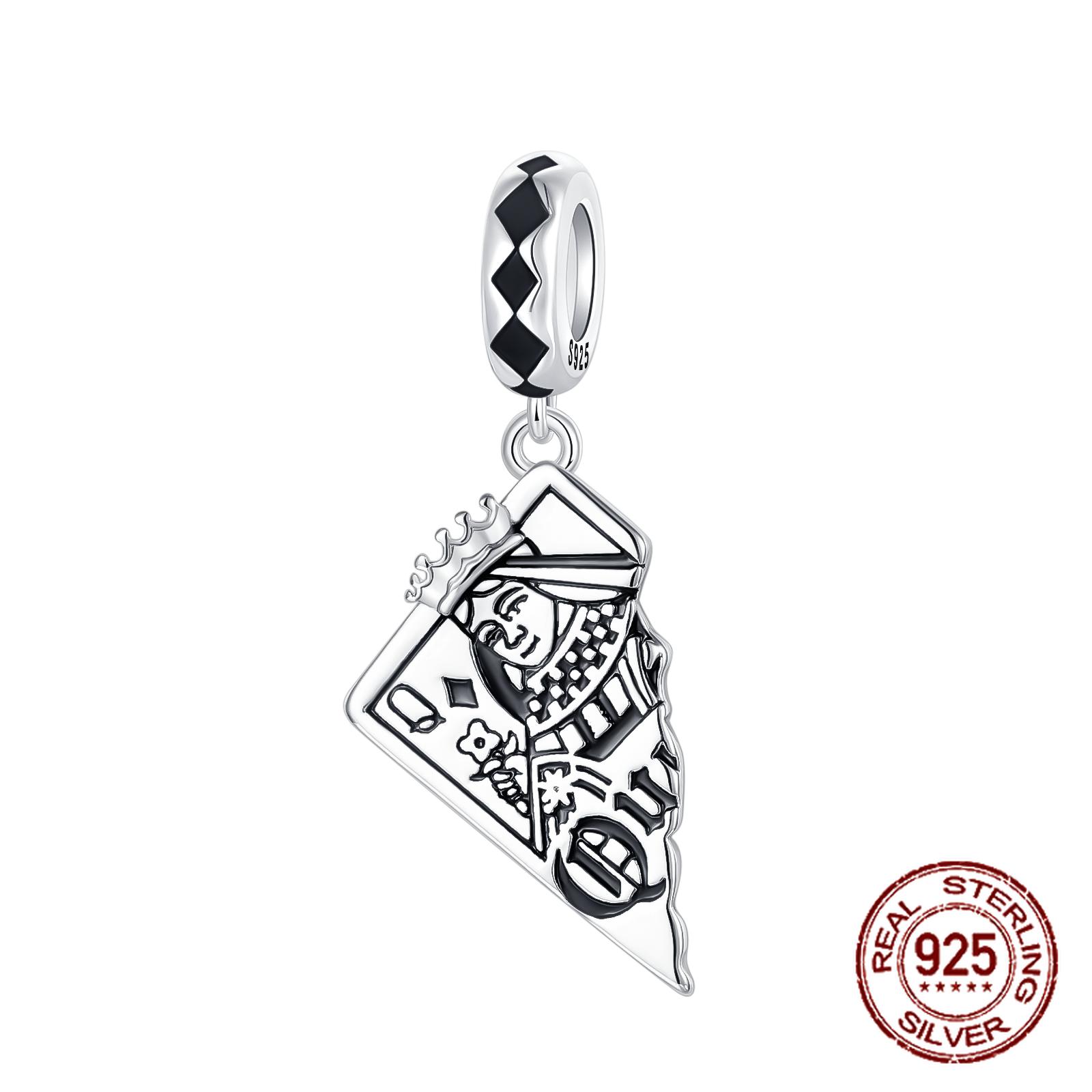 

copper Black Playing Cards Q Queen of Diamonds Pendant Charm Compatible With Authentic Charm Bracelets Women Do It Yourself Jewellery Gift