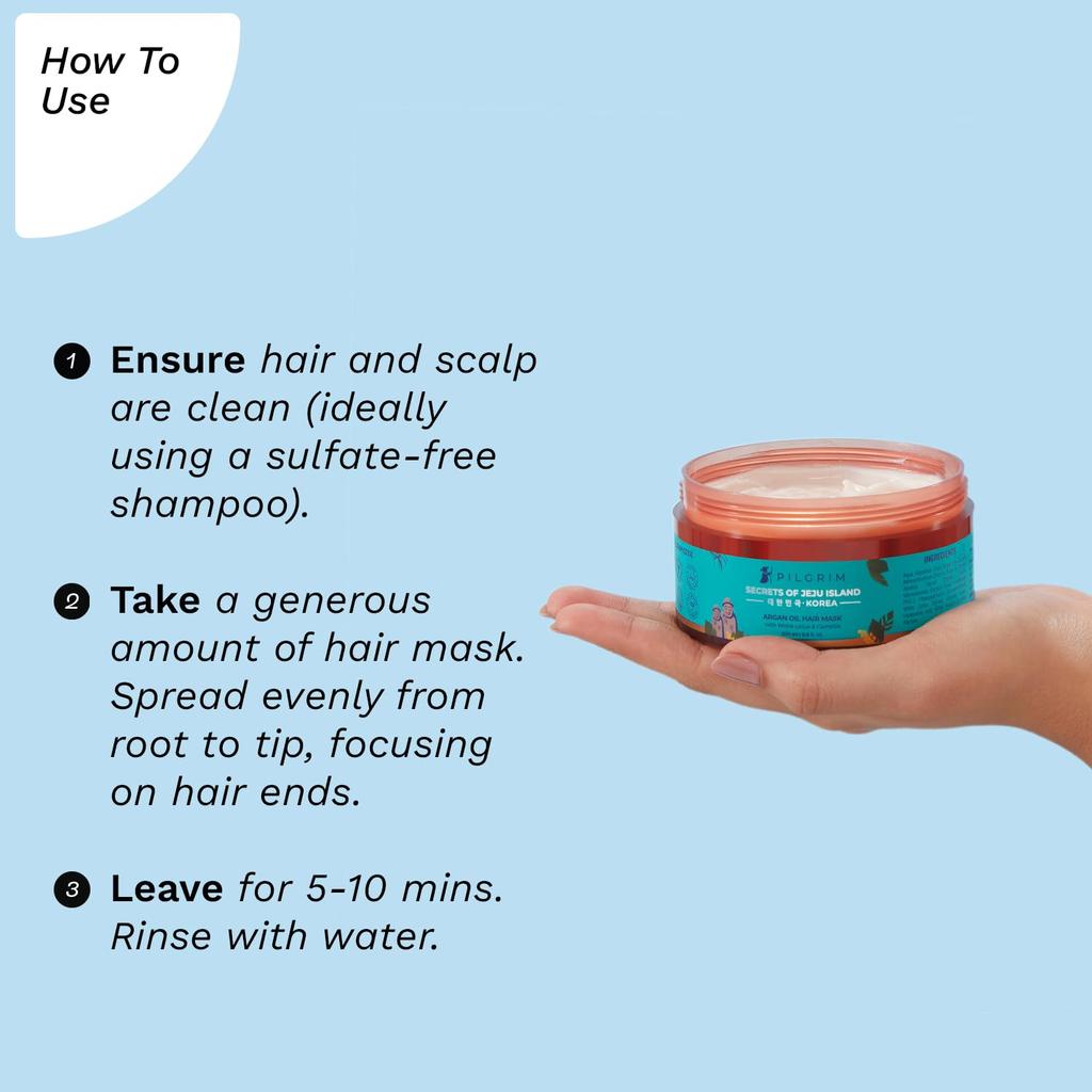 Pilgrim Argan Oil Hair Mask 200ml For Dry Frizzy Hair Deep Conditioning Smooth Soft Hair