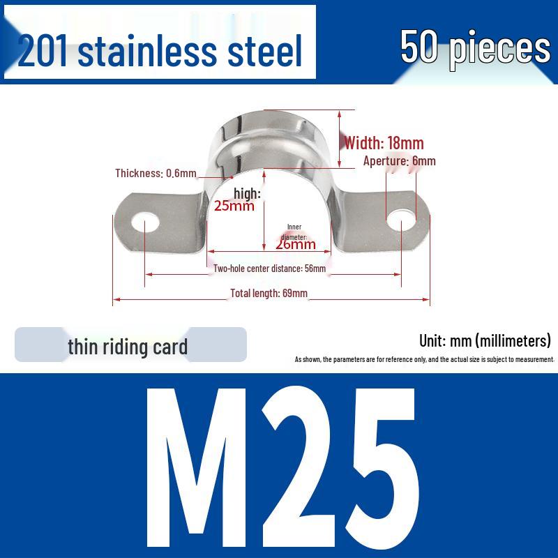 304 Stainless Steel U-Bolt Pipe Clamp Bracket - Pipe & Hose Clip Snap-on Hoop
