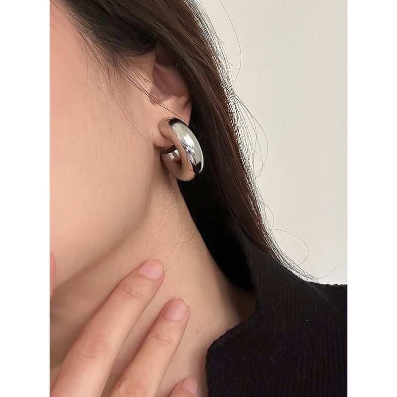 INS Super Cool Thick round Women's Titanium Steel Fashionable Earrings