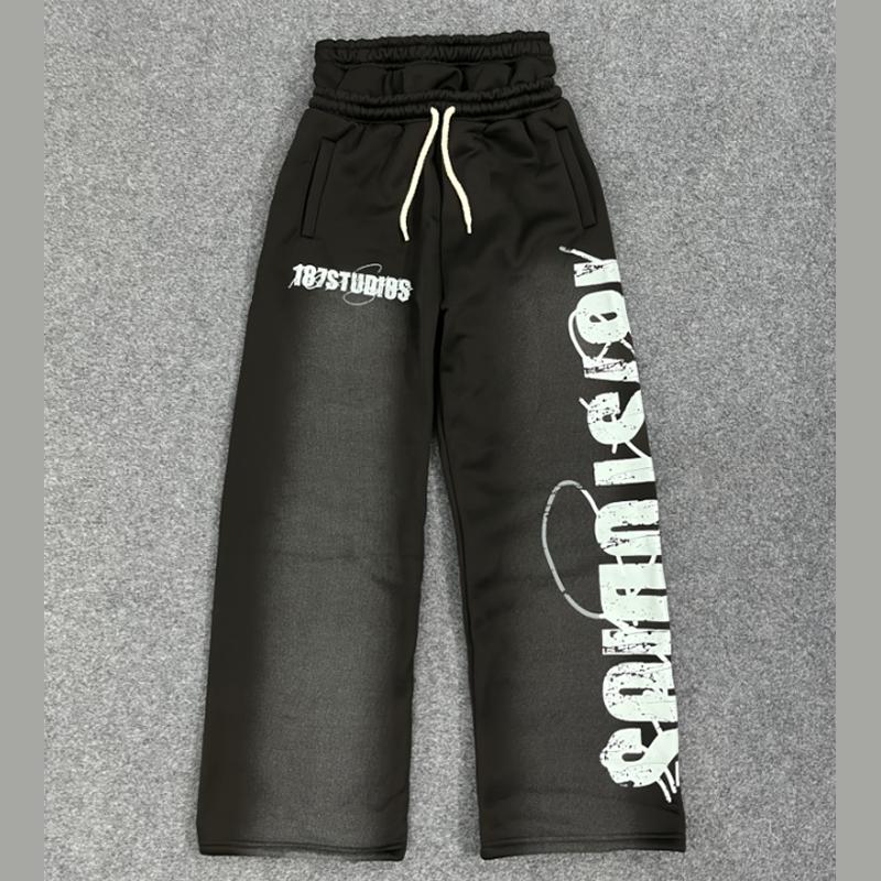 European and American Autumn and Winter Hip-hop Street Y2K Elastic Tied Rope Printed Casual Long Sweatpants