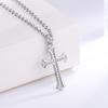 White Gold Plated Micro-Paved Cross Pendant Necklace - Non-Fading Jewelry, Perfect Christmas Gift