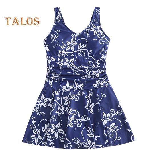 Ženy Květinový potisk Monokiny hluboký výstřih do V Splývavý lem Jednodílné plavky Slim Fit Plavky Šaty Styl Plážové oblečení