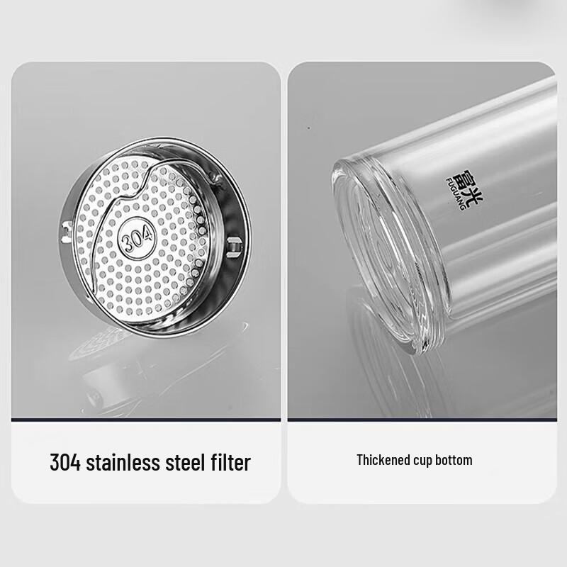 FUGUANG Double-Layer Borosilicate Glass Tea Infuser Cup