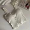 Women's Y2K Cropped with Bra Pads Summer Corset Korean Suspenders Vest Sexy Camisole Slim