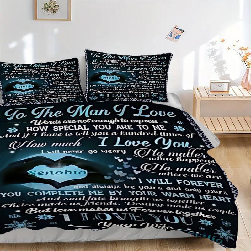 

3pcs Romantic Gifts for Husband Duvet Cover Set - Machine Washable, Includes 1 Cover and 2 Pillowcases, No Core Included yy251013053 135x200cm
