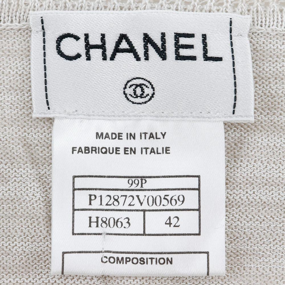 CHANEL With Logo cardigan P12872V00569 beige cotton Women Used