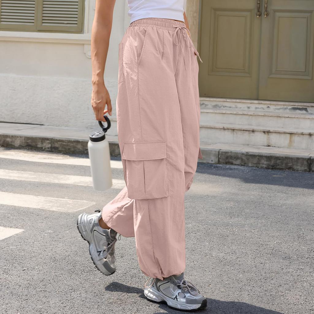 Women's Casual Pants Cargo Pants Elastic Waisted Hiking Pants With Pockets Lightweight Baggy Pants
