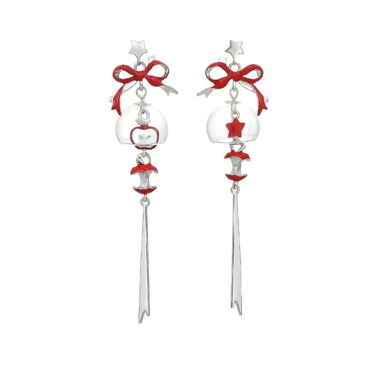

Versatile Apples Wind Chime Studs Earrings With 1.5cm Pendant Casual Party Ear Accessories For Any Occasion