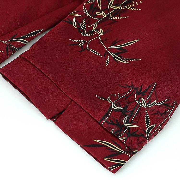 Grandma's Summer Two-Piece Set: Seven-Point Sleeve Shirt for Middle-Aged and Elderly Women