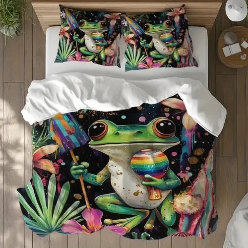 Frog Duvet Cover Duvet Cover With Frog Pattern Suitable For Children Boys Girls And Adults Warm Soft And Comfortable Breathable