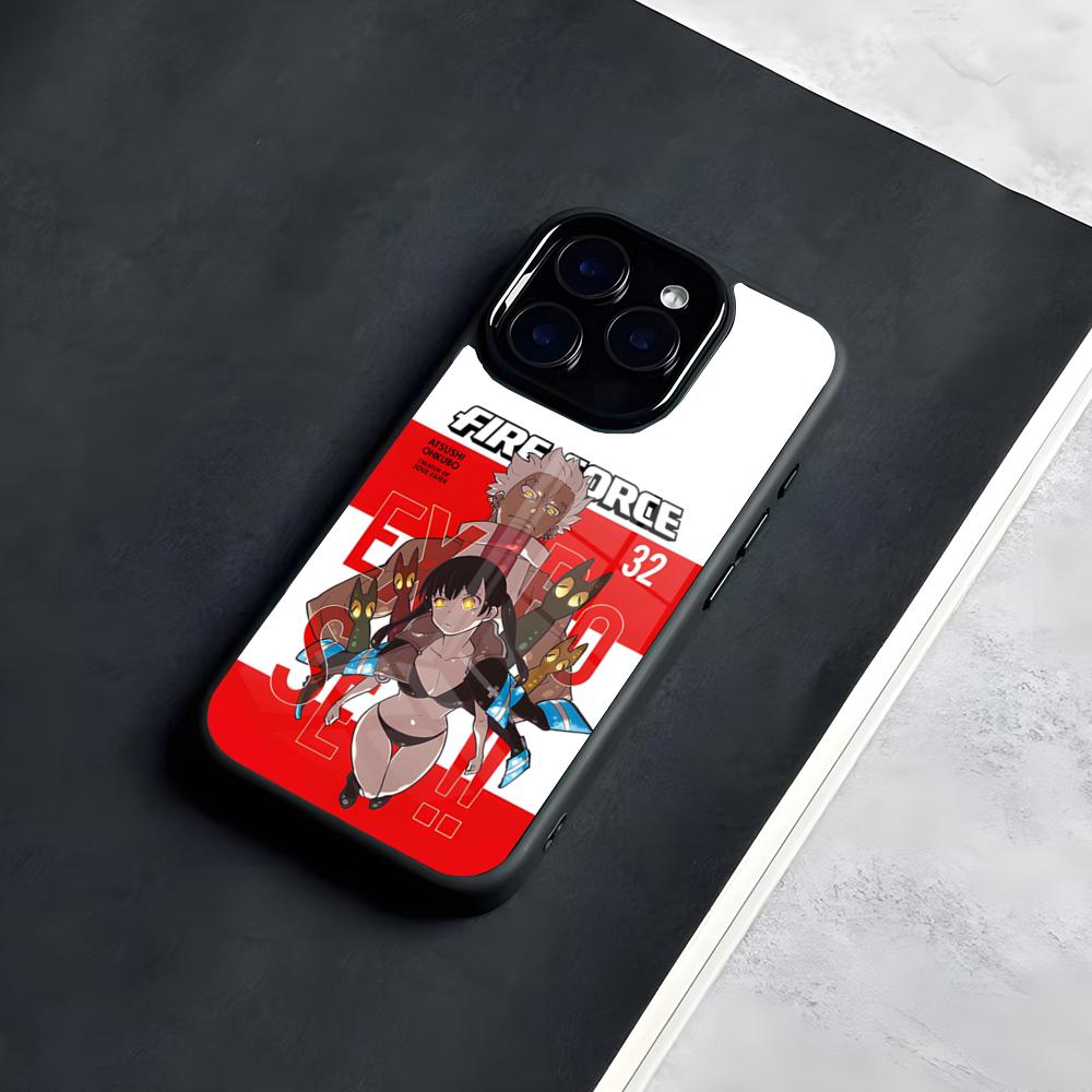 

Чехол для телефона F-Fire Force для iPhone 17 Pro Max 16 15 14 13 11 Pro Max Plus Стеклянный чехол для телефона iPhone 14 Pro Max