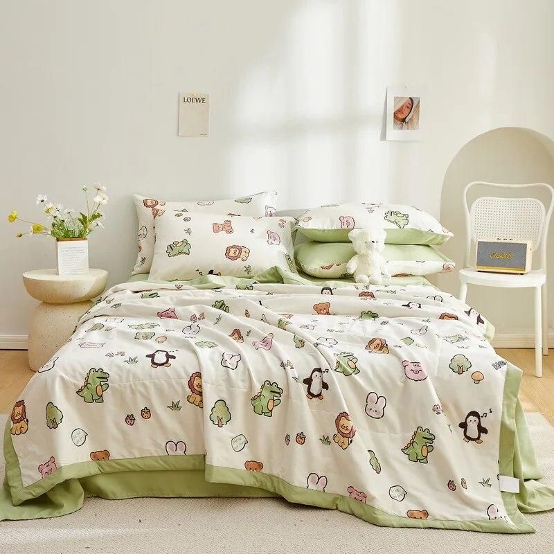 Summer Thin Cool Quilt Bedding Home Textiles Children Student Dormitory Cartoon Soft Comfortable Blanket Air-conditioning Quilt