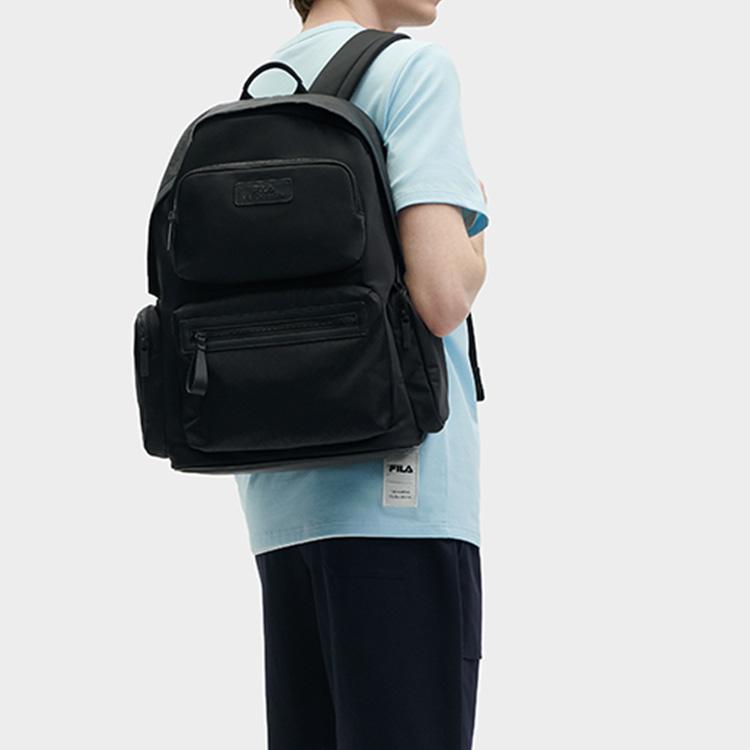 FILA Fashion Casual Multi-Pocket Fabric Mini Backpack Men backpacks Black F13M428103FBK