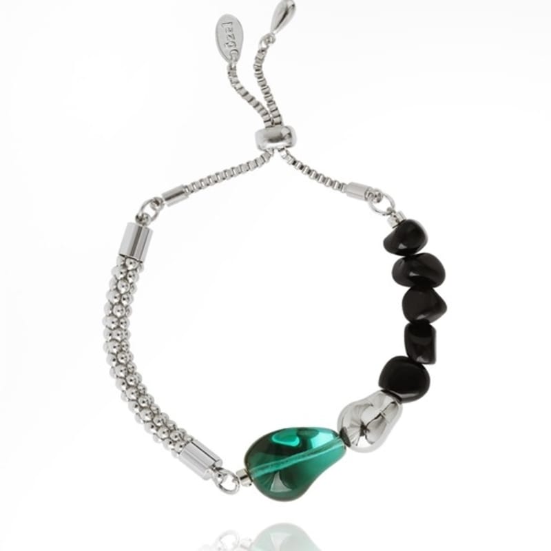 Ozel Natural Stone Obsidian Unbalanced Moving Bracelet PB145B
