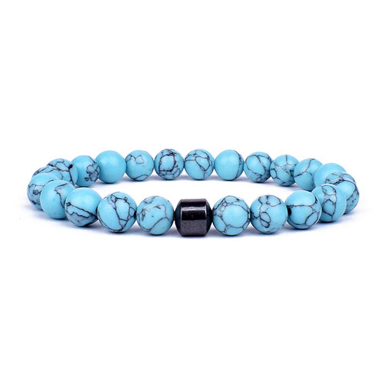 Trendy Unisex Natural Stone Beaded Bracelet - Casual Couple's Accessory