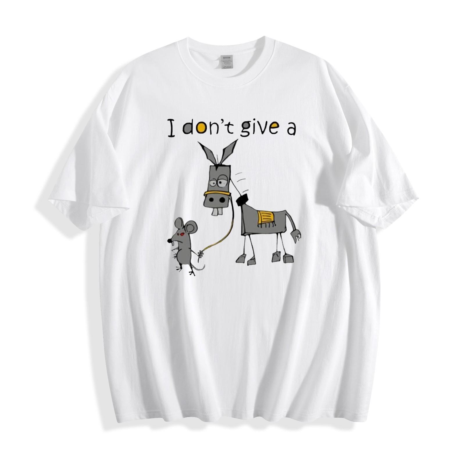 Donkey and Mouse Graphic T-Shirt Mens Womens Tees Top - Humorous Cartoon Design Unisex Tee M