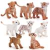 Hand-Painted Wild Animal Figures: Lion, Tiger Cub, Lynx, Leopard