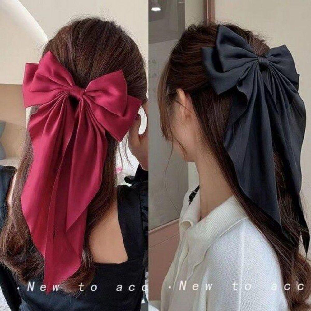 

Mno King Ribbon Pin Hairpin Hair Net Clip Satin Double Hair Point Accessory Updo Hair Clip Women Red
