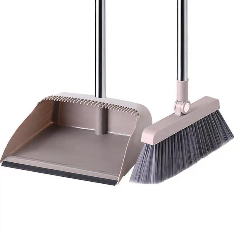 Household Broom & Dustpan Set with Soft Bristles and Non-Stick Squeegee
