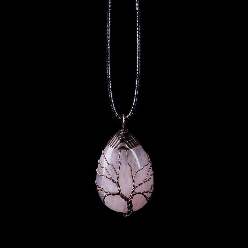 Arbre de Vie 7 Chakras Pierre Naturelle Collier Cristal Énergie Guérison Pendentif Fait Main Collier pour Femmes Hommes Bijoux Yoga
