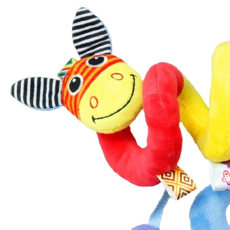 Cartoon Plush Bed Bell Crib Mobile Colorful Animal Spirals Activity Toy for Baby Sensory Visual Auditory Development