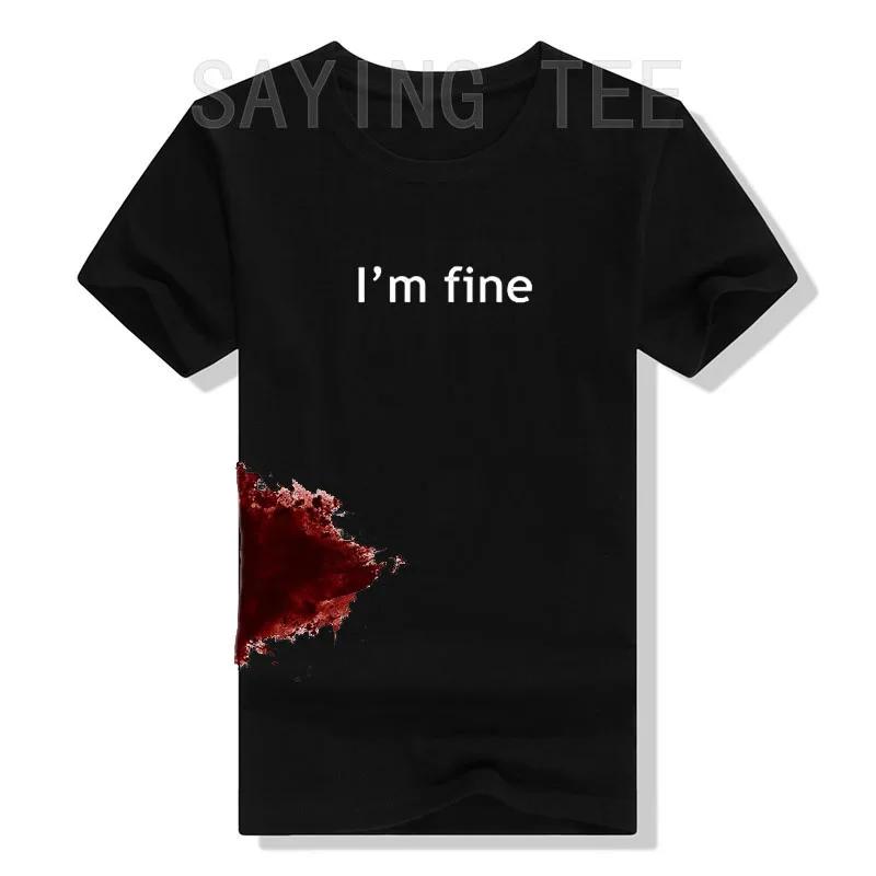 I'm Fine Graphic Novelty Sarcastic Movie Halloween Costume Humor Scary Funny T Shirt Gifts for WoClothing Graphic Tee