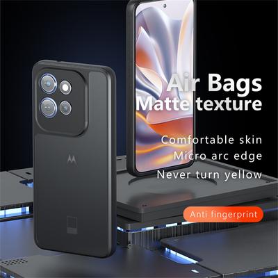 Etui dla Motorola Edge 50 Neo 5G/Moto S50 5G/Thinkphone 25 5G, Matowe etui na telefon z TPU+PC o fakturze skóry, Przezroczysty czarny