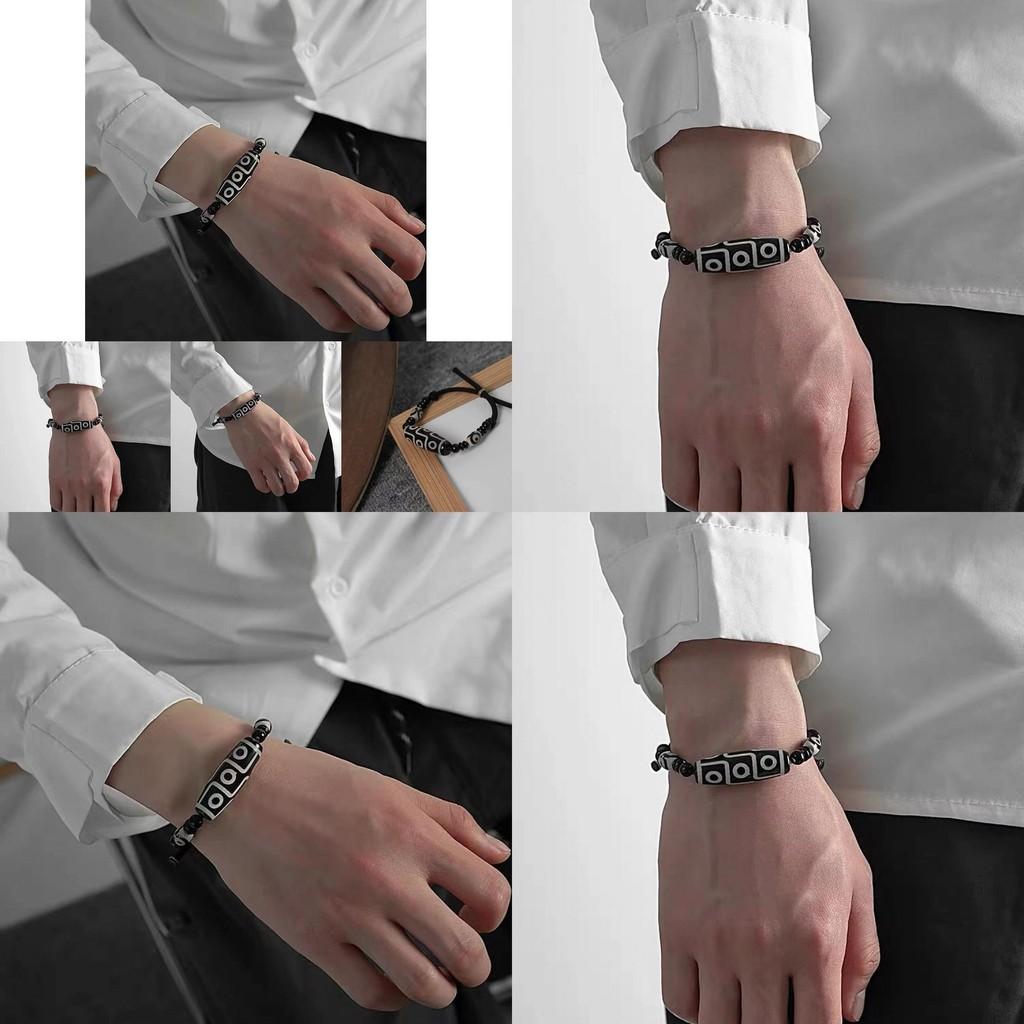 Etnisk Agat Keramisk Dzi Pärlarmband För Män Och Kvinnor Konstnärlig Design