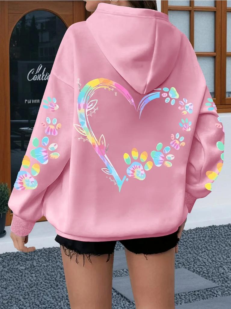 Printed Hoodies Women Casual All Match Hoody Warm New Pullovers Harajuku Hooded Sweatshirts