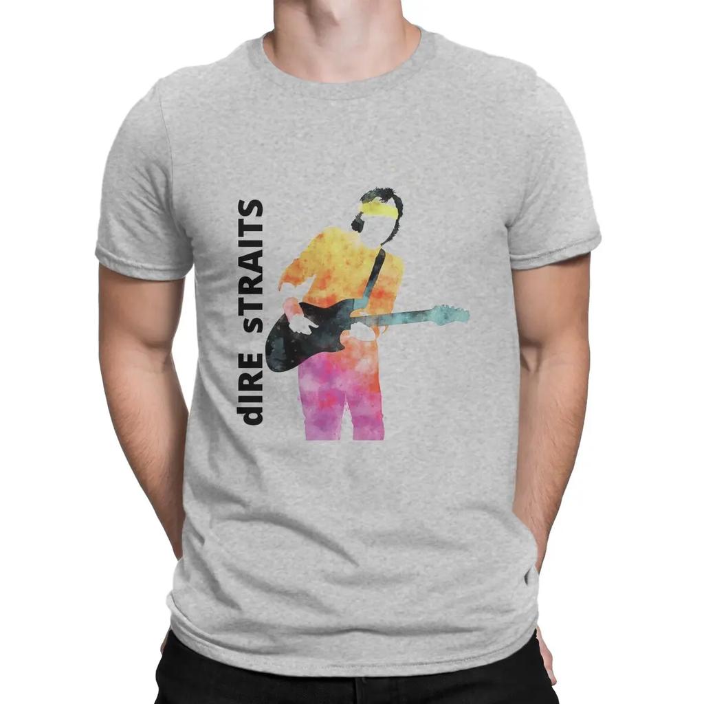 Music T Shirt Men's  Cotton Vintage T-Shirt O Neck Dire Straits Band Tees Short Sleeve Tops Graphic