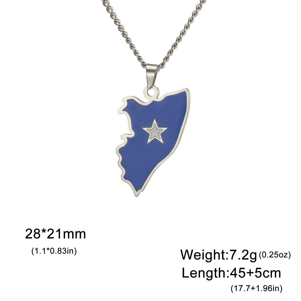 Jeshayuan Africa Great Somalia Map Flag Pendant Necklace Women Stainless Steel Man Necklace Somaliland  Enamel Country Jewelry