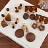 Brown Wooden Drop Earrings Flower Beads Dangle Earrings New Woven Tassel Earrings  Beach