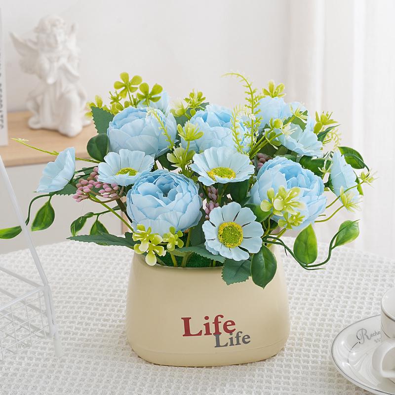 Sunflower Artificial Flower Arrangement - Small Potted Plants & Plastic Bouquets for Living Room and Dining Table Decor