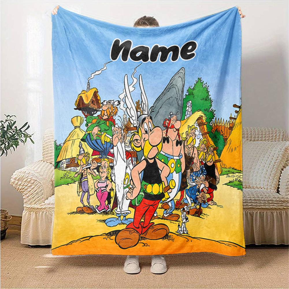 Personalisierbare Decke mit Namen und Persönlichkeit Asterix, Weich & Warm, für Sofa, Büro, Bett, Reise, Mittagspause, Geschenk, Geeignet für alle Jahreszeiten