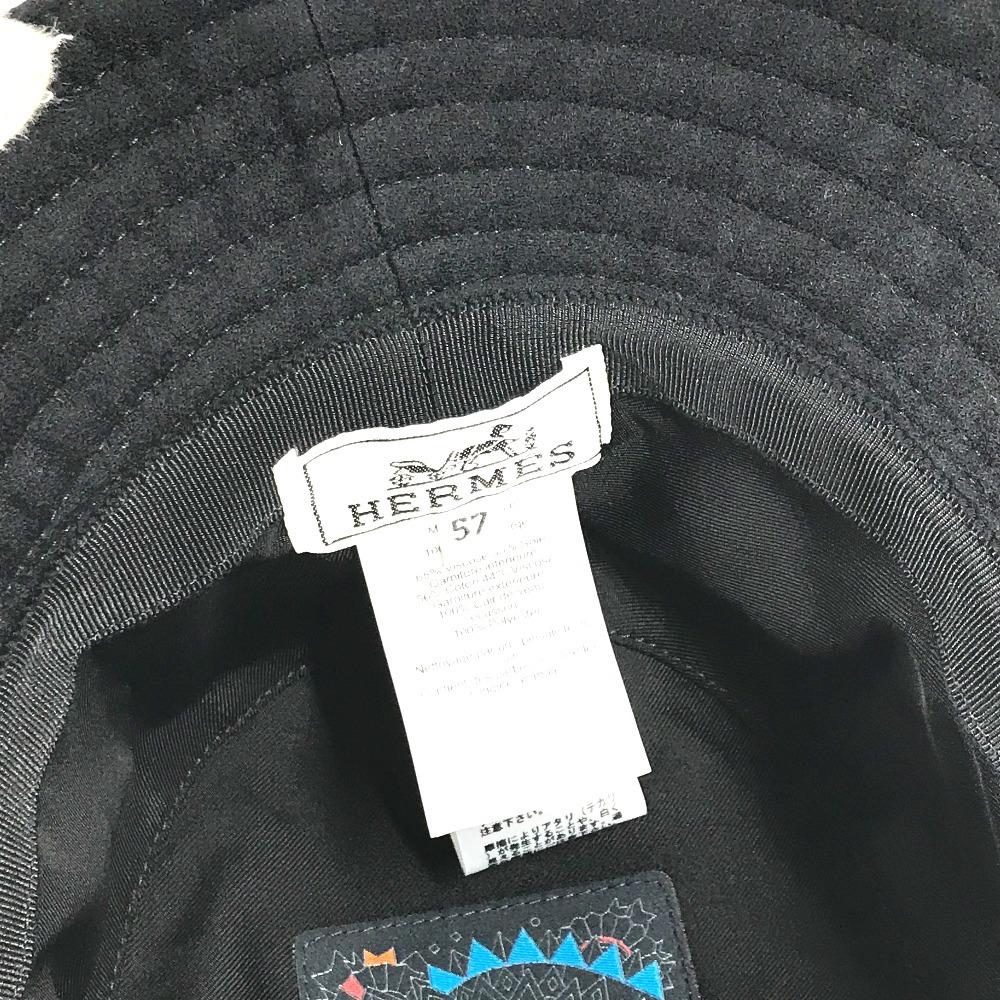 Hermes Fred Croucaire Bucket Hat Bob Hat Hat Wool Black