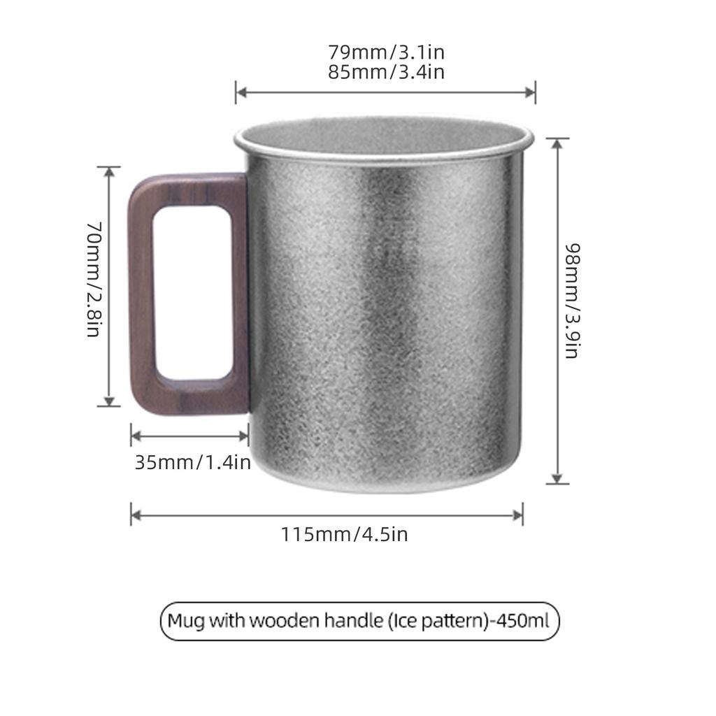 Titanium Camping Cup Pure Ti Travel Mug Wooden Handle 300ml/450ml Outdoor Portable Large Beer Mug