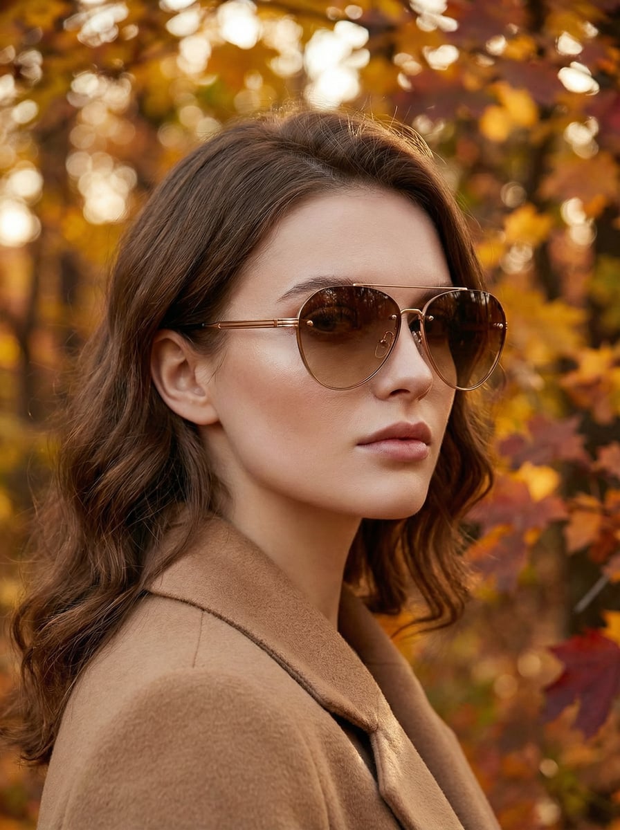 

Women s metal double-beam full-frame aviator glasses, sexy, elegant, and fashionable. Suitable for daily commuting, outfit photo коричневый