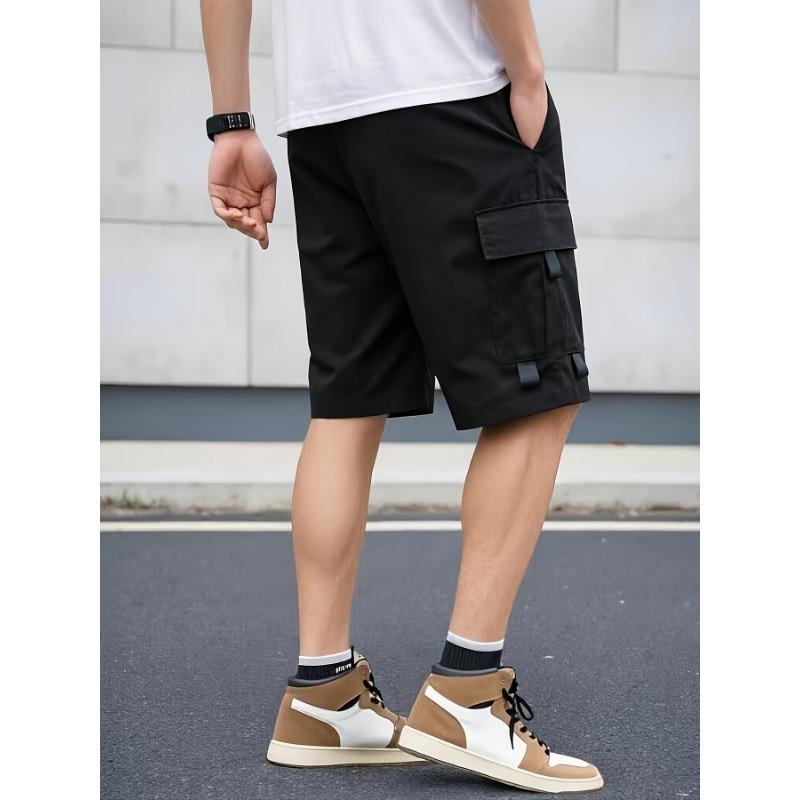 Men'S Summer Multi-Pocket Cargo Shorts, European Size Casual Shorts, Outdoor Sports Shorts, Fabric, Drawstring Waistband