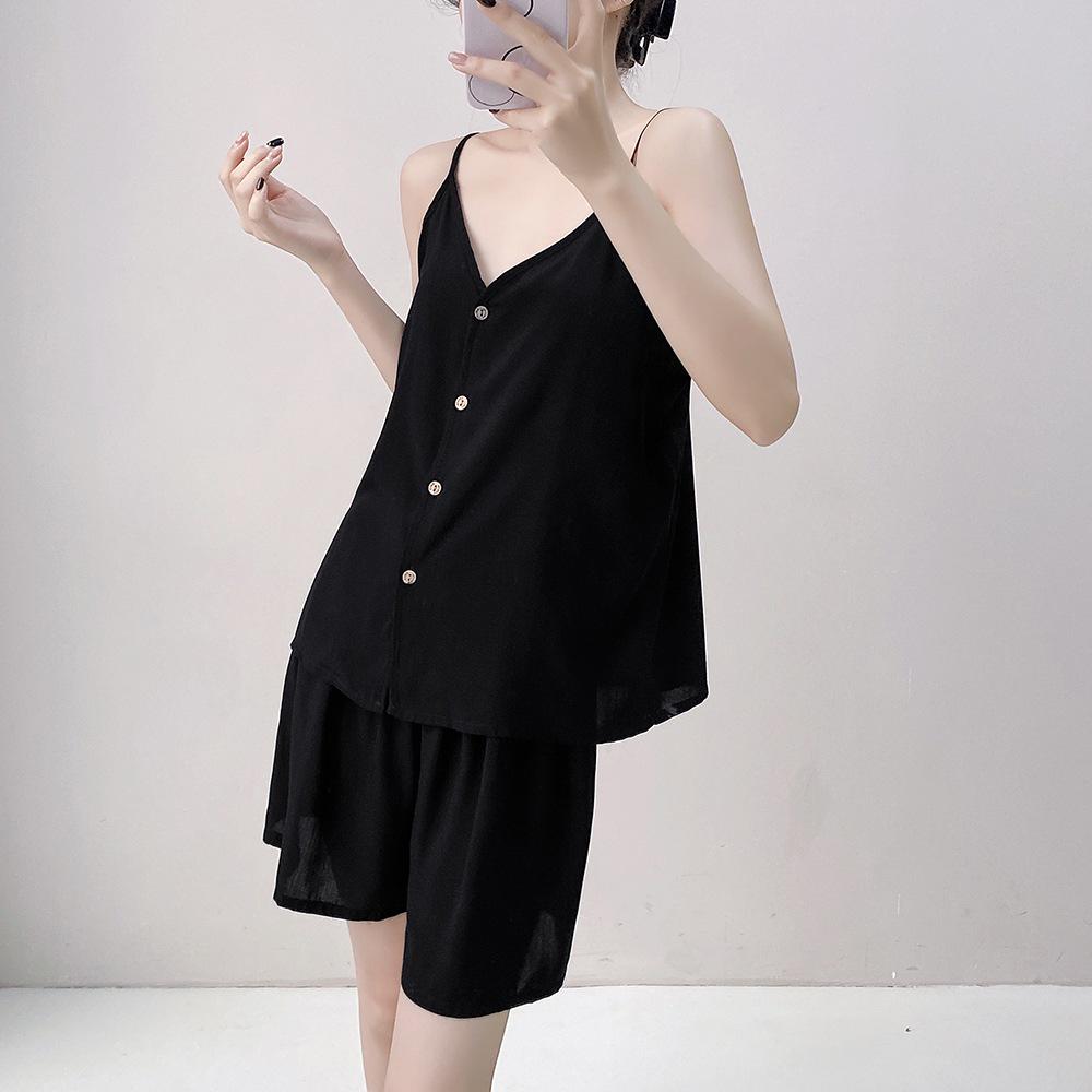 Neo-Chinese Cotton Silk Camisole Pajama Set for Women - Summer 2025 Beach Style