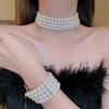 Baroque four-row imitation pearl choker necklace French retro niche high-end necklace
