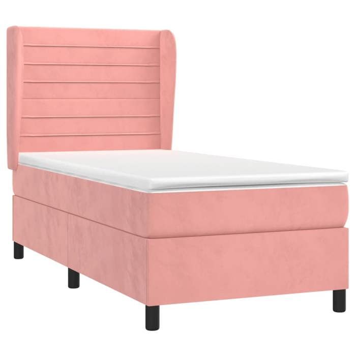 3129260 vidaXL Divan-lit À Sommier Tapissier Avec Matelas Rose 100x200 Cm Velours