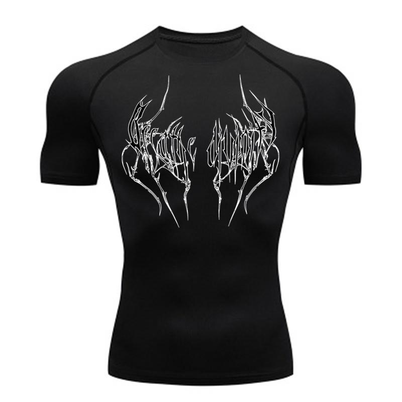 Summer Running T-Shirt Men Short Sleeve Compression Shirt Gym Sports Top Black Quick Dry Breathable MMA Fitness Clothing