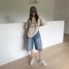 New ArrivalS Open Run Women S Vintage waSh Medium Blue Bermuda Fit Denim ShortS