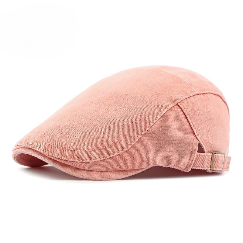 Vintage Washed Denim Beret for Men Women British Retro Flat Cap Solid Color Cotton Newsboy Cap Adjustable Duckbill Cap