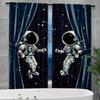 Set Of 2 Modern Astronaut Curtains Suitable Bedroom Living Room Polyester Semi Sheer Curtain Blackout With Rod Pocket Ideal For Area