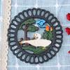 Cadre Isolant Rooster Rétro Peint en Fonte Tasses Casseroles Bols Assiettes Tapis de Repas Ronds Décoration de Cuisine Maison Ornements Artisanaux